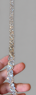 Iron On Crystal Leaf Rhinestone Trim for Bridal Dresses & Sewing – 1 Yard