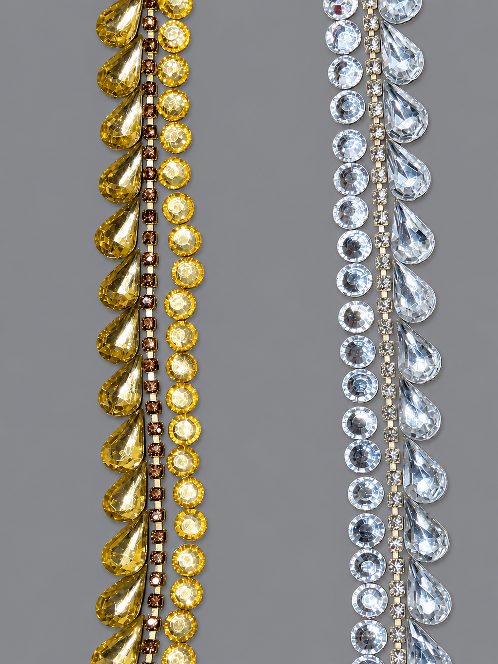 Iron On Teardrop Crystal Rhinestone Trim for Bridal Dresses & Sewing – 1 Yard