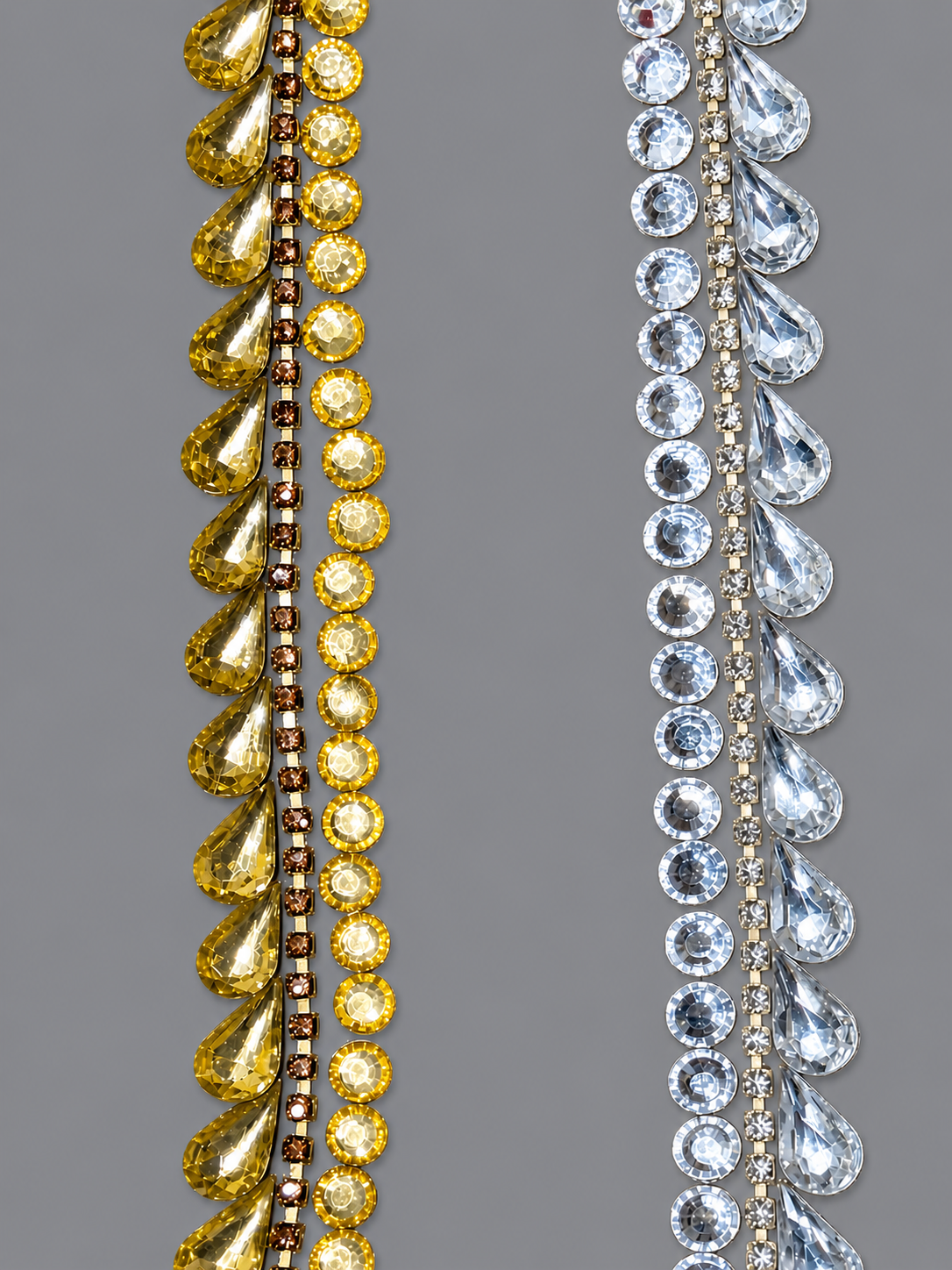 Iron On Teardrop Crystal Rhinestone Trim for Bridal Dresses & Sewing – 1 Yard