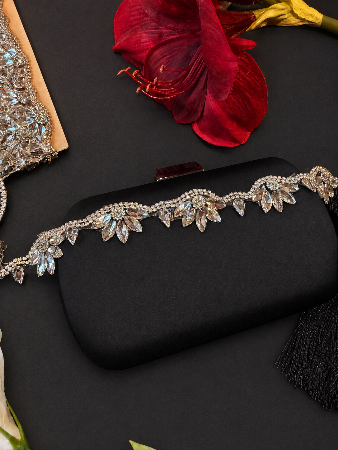 Iron On Floral Crystal Rhinestone Trim – Marquise Diamante Bridal Lace Applique Border for Wedding Dress, 2cm x 1 Yard
