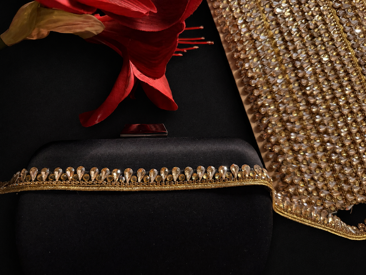 Iron On Teardrop Crystal Rhinestone Trim for Bridal Dresses & Sewing – 1 Yard