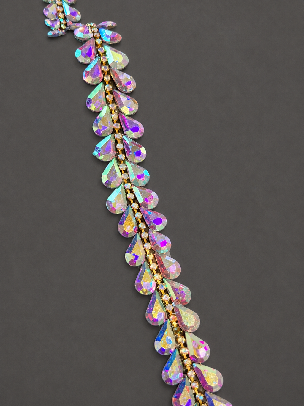 Iron On Crystal Rhinestone Leaf Trim, 1 Yard