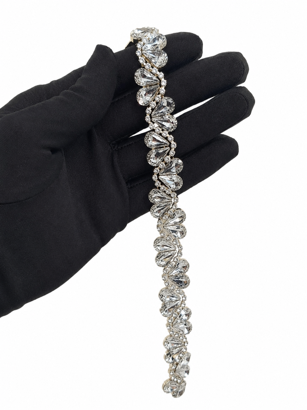 Iron On V Shape Crystal Rhinestone Trim – Diamante Bridal Lace Applique Border for Wedding Dress,1 Yard