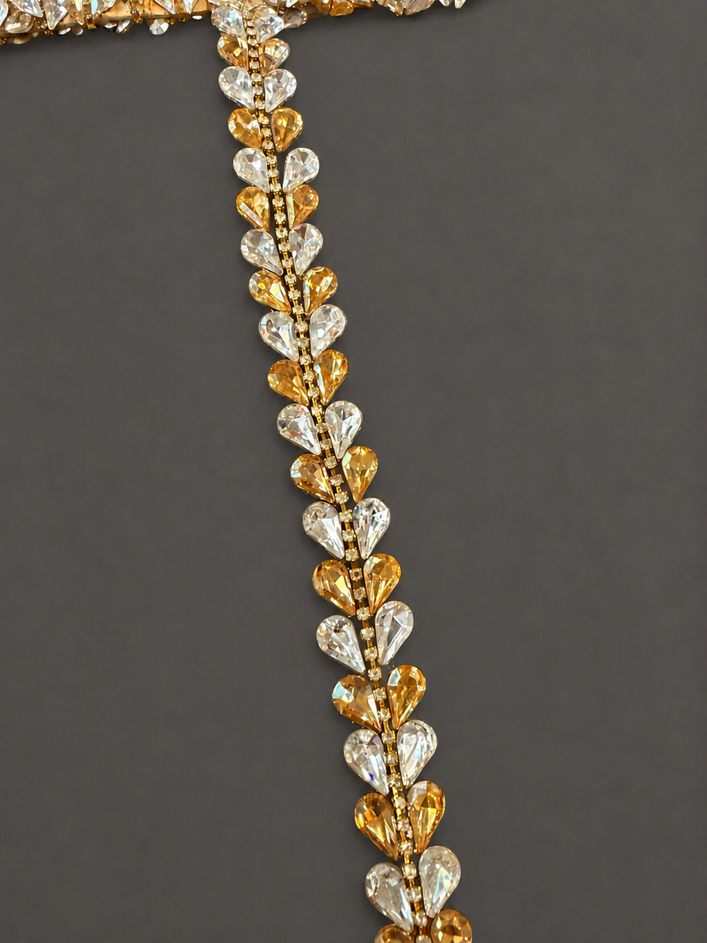 Iron On Crystal Rhinestone Leaf Trim, 1 Yard