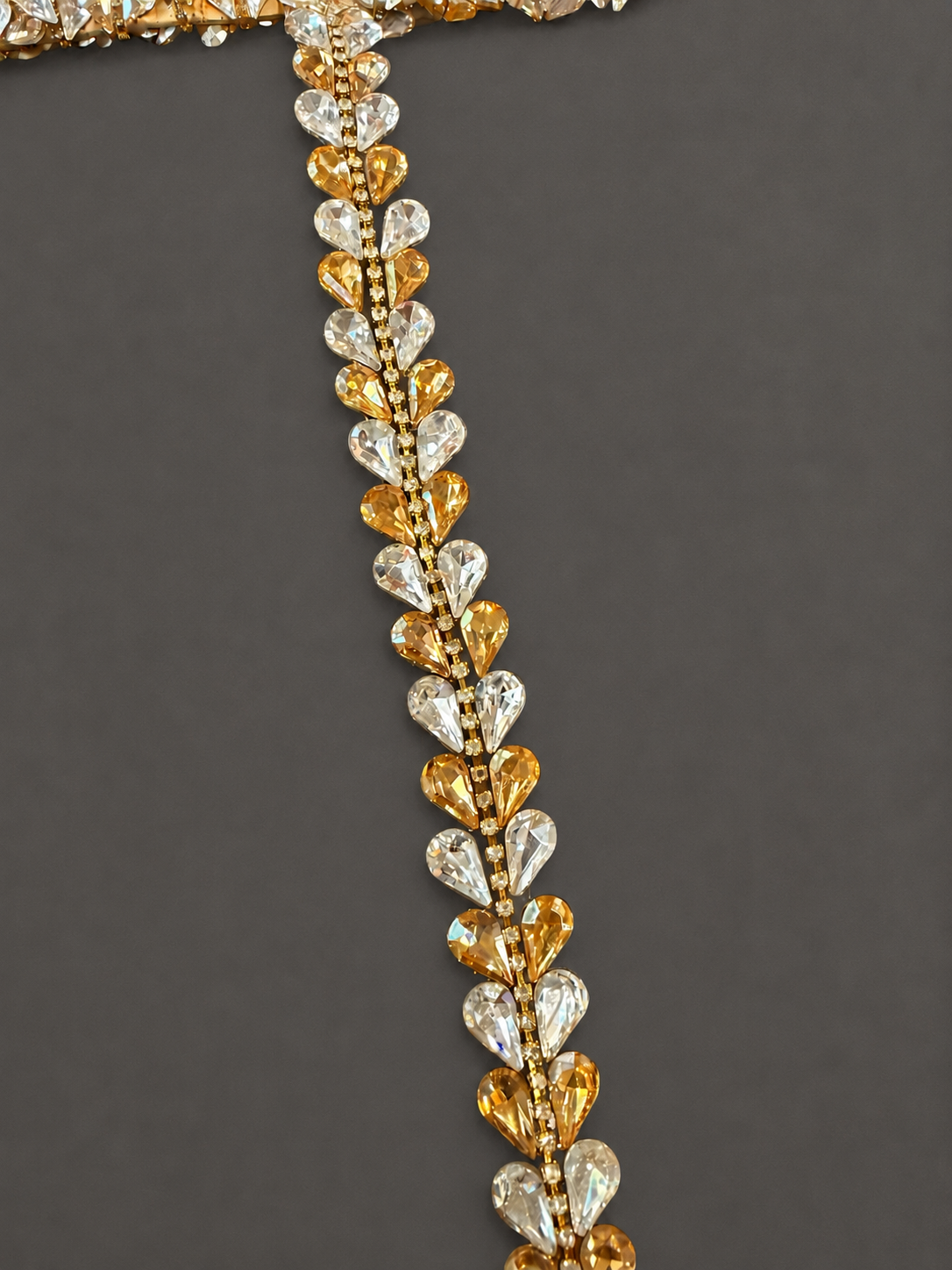 Iron On Crystal Rhinestone Leaf Trim, 1 Yard