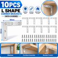 10PCS 80x80mm Stainless Steel L Shape Corner Brackets Flat Plates with Screws