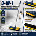 3 in 1 Floor Scrub Brush Long Handle Stiff Bristle Squeegee Hair Cleaning Comb