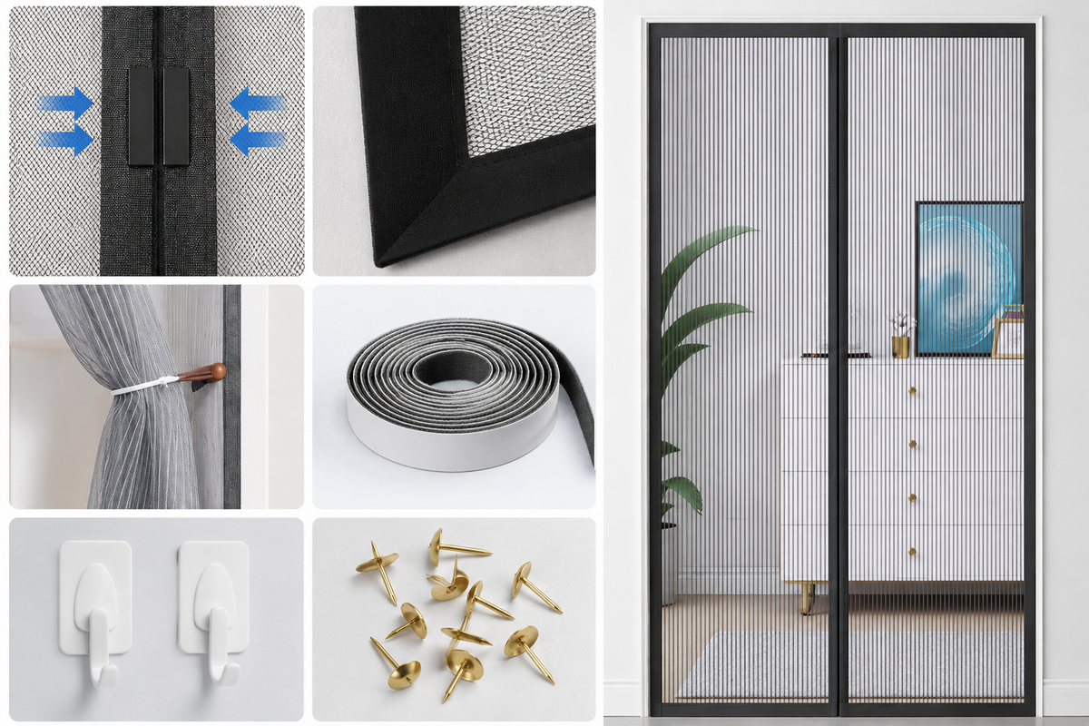 Heavy Duty Magnetic Screen Door Fly Mosquito Insect Mesh Net Curtain UK