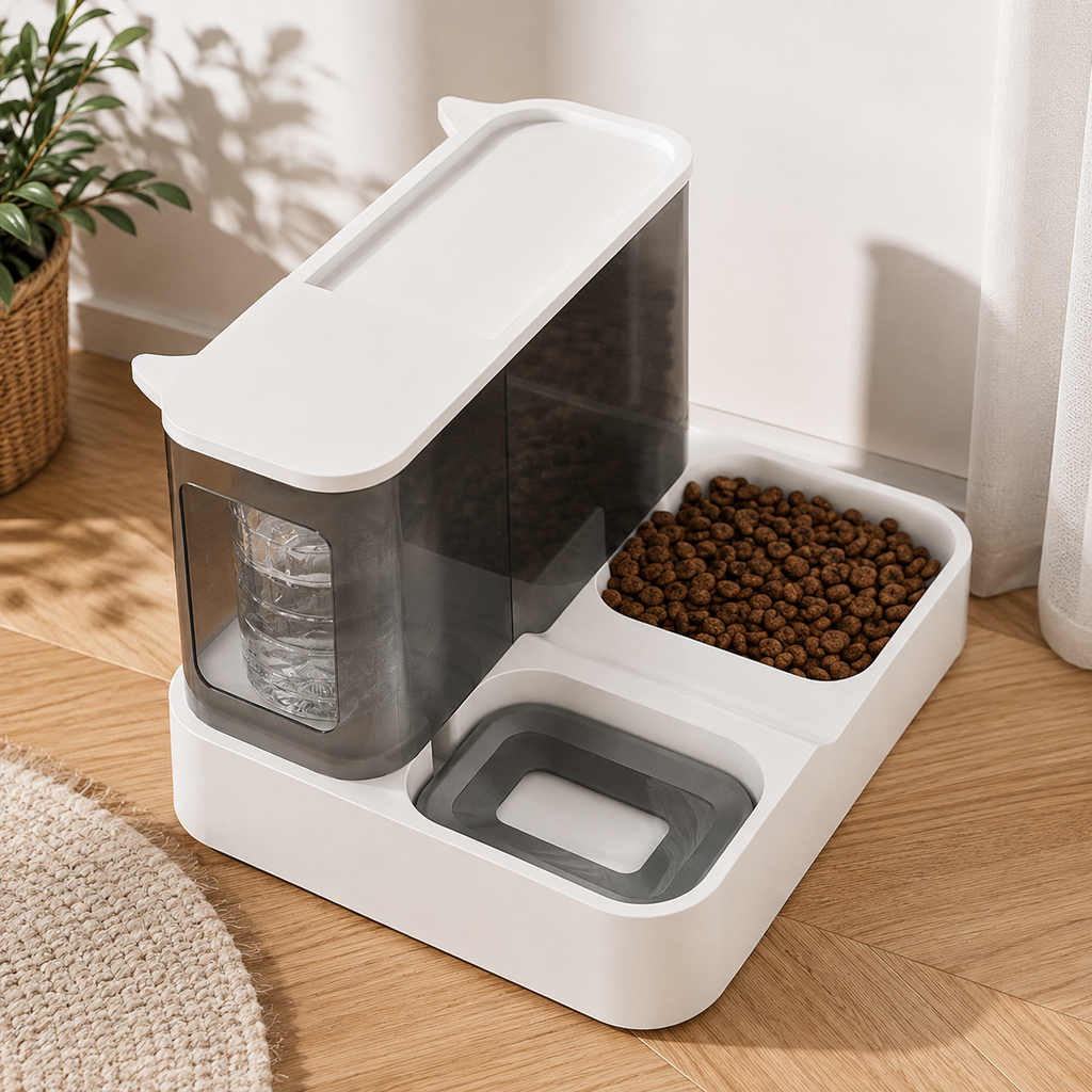 2 in 1 Automatic Pet Feeder & Water Dispenser Gravity Food Bowl for Cats Dogs