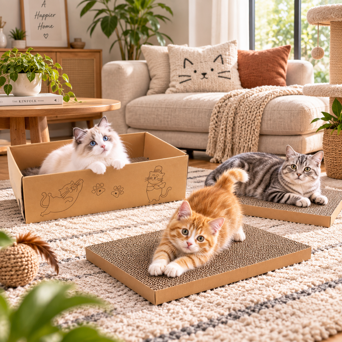 5X Cat Scratcher Scratching Board Pad Corrugated Cardboard Kitten Bed Indoor