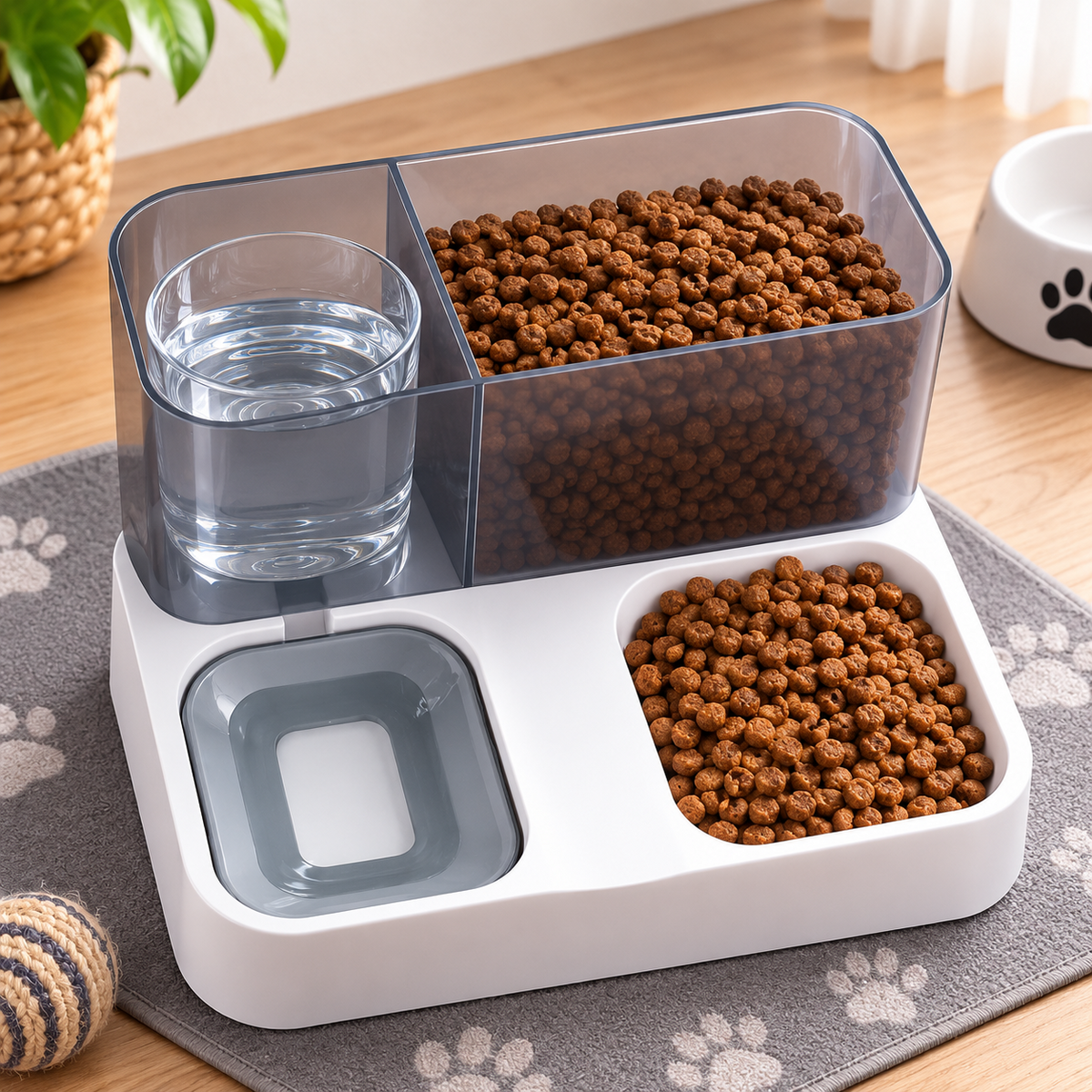 2 in 1 Automatic Pet Feeder & Water Dispenser Gravity Food Bowl for Cats Dogs