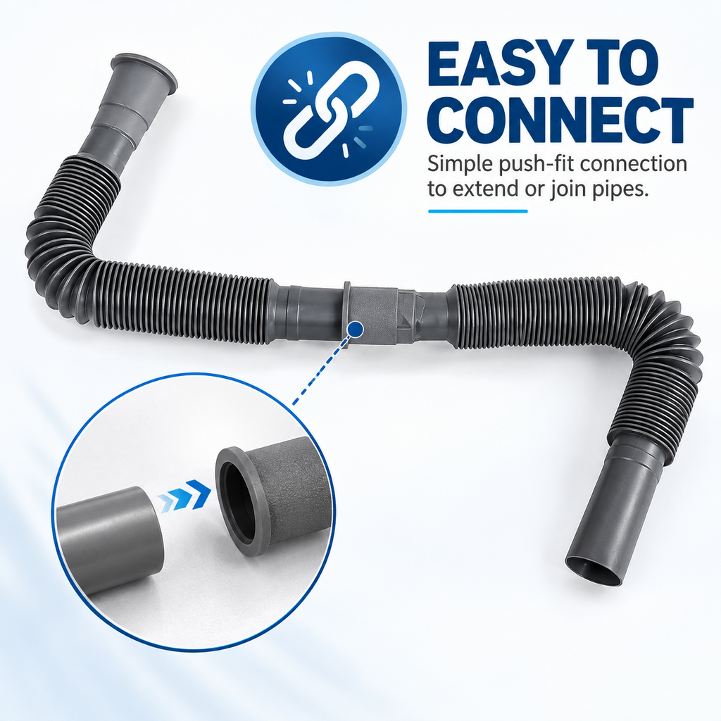 5Pcs Collapsible Flexible Waste Drainage Pipes Caravan Motorhome Drain Hose