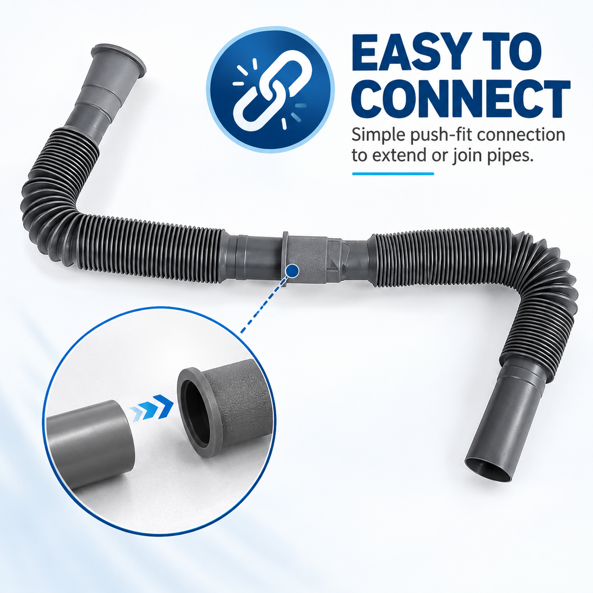 5Pcs Collapsible Flexible Waste Drainage Pipes Caravan Motorhome Drain Hose