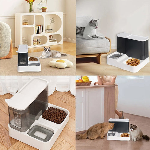 2 in 1 Automatic Pet Feeder & Water Dispenser Gravity Food Bowl for Cats Dogs