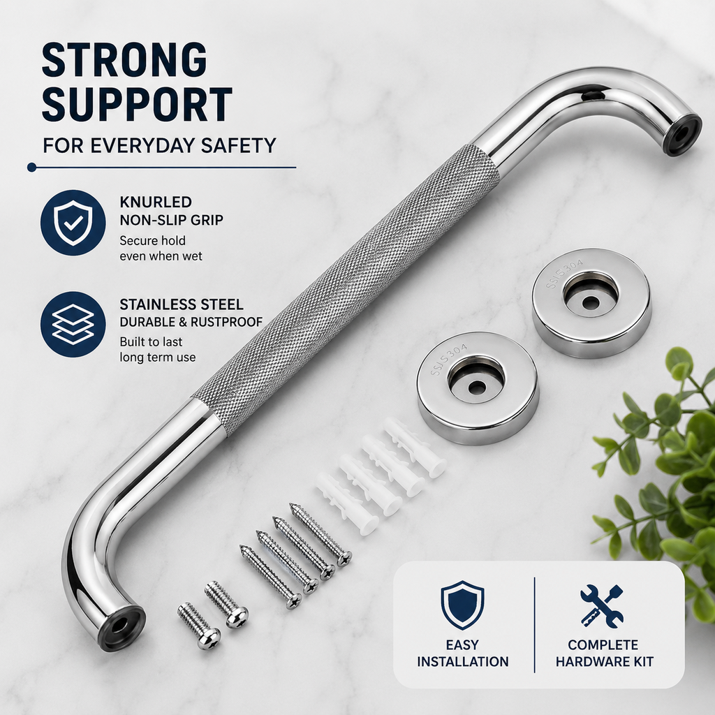 Stainless Steel Bathroom Grab Rail Non Slip Safety Handrail Shower Support Handl