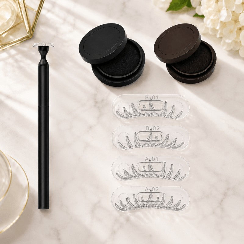 2 in 1 Lower Eyelash Stamp Kit Waterproof Bottom Lash Stamp Black Brown Makeup