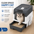Large Enclosed Cat Litter Box Pull Out Drawer Anti-Splash Toilet Tray Grey UK
