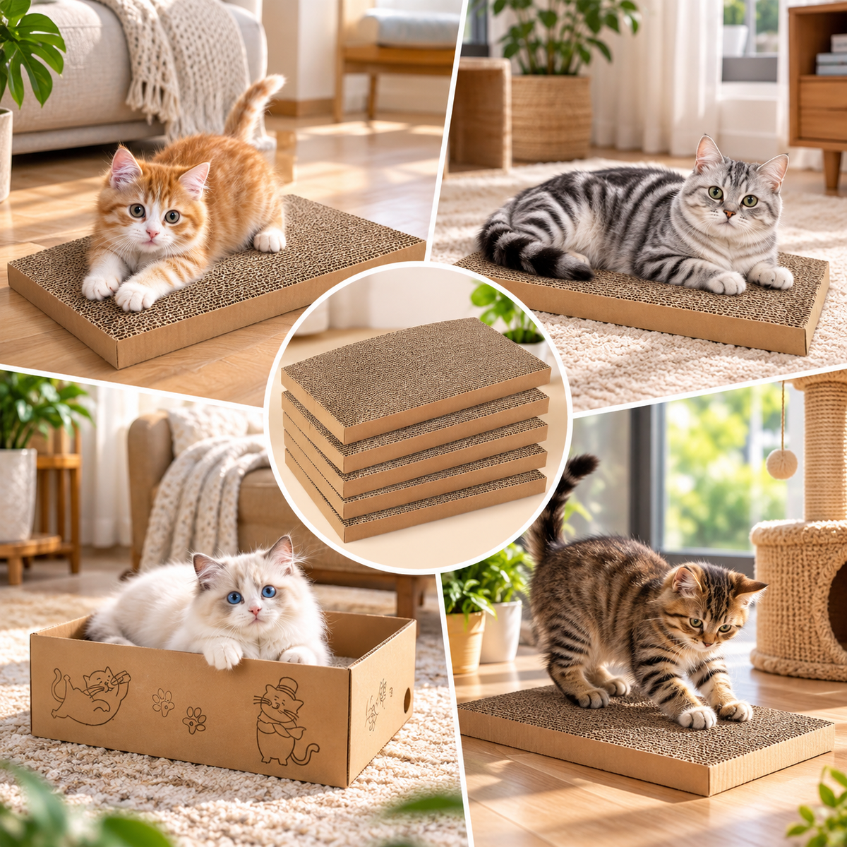 5X Cat Scratcher Scratching Board Pad Corrugated Cardboard Kitten Bed Indoor