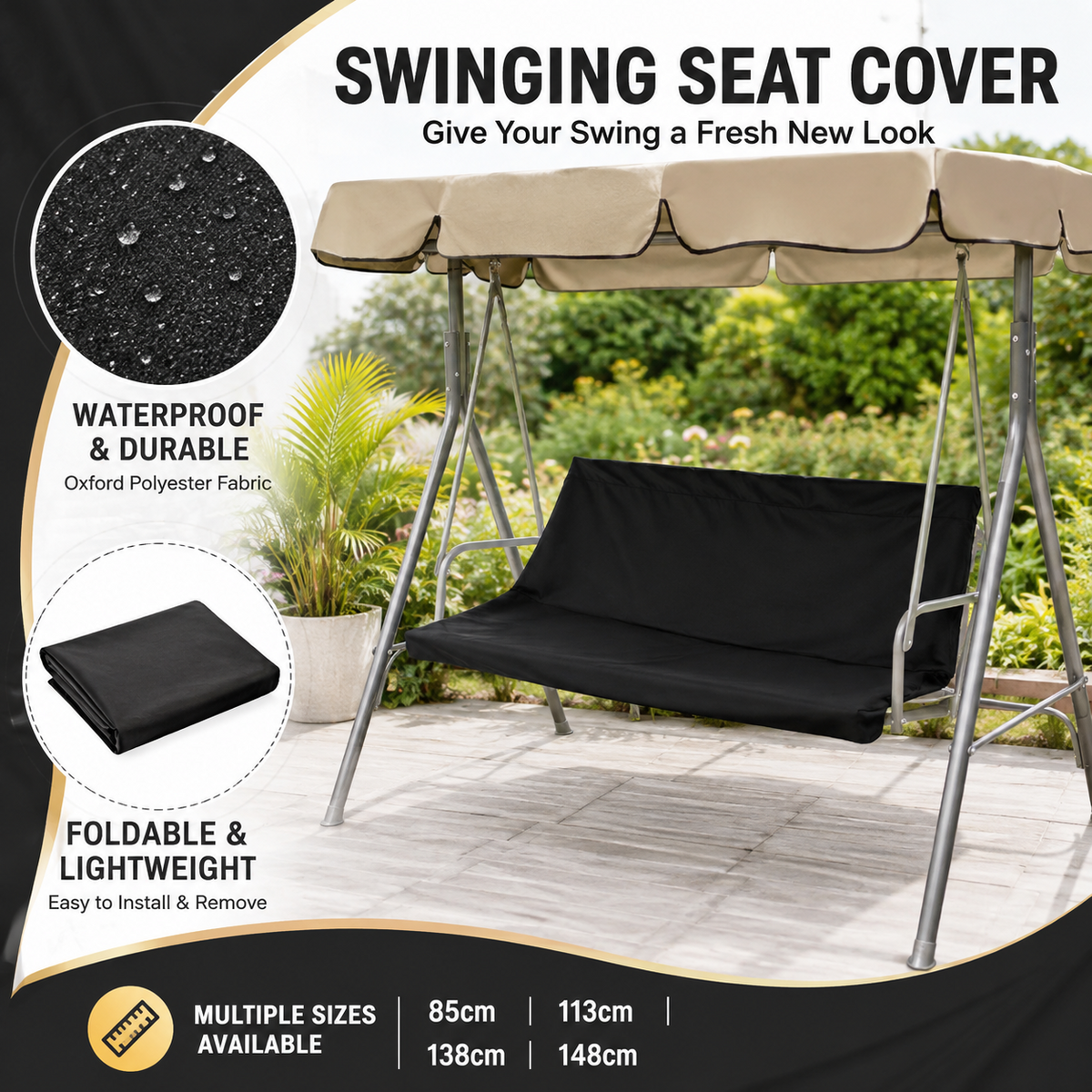 Replacement Part For Swing Seat Cover Garden Swinging Bench Waterproof Cover
