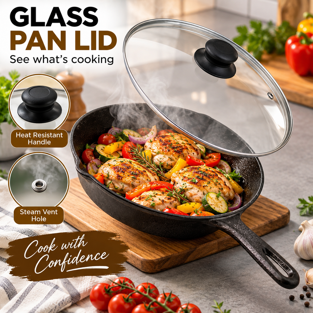 Glass Pan Lid Replacement Tempered Glass Saucepan Frying Pan Pot Cover with Knob