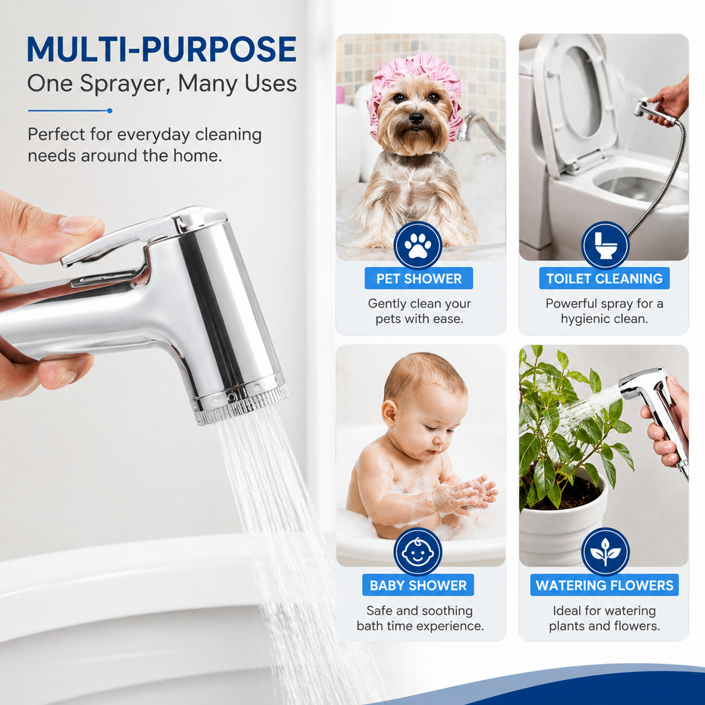 Muslim Shower Bidet Spray Shattaf Toilet Hose Hygienic Set Chrome UK