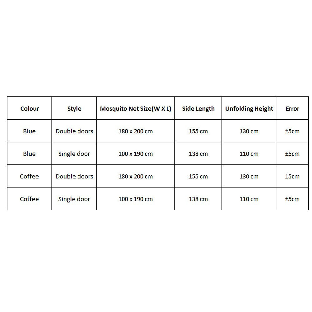 Pop Up Mosquito Net Bed Tent Foldable Single Door 100x190cm Blue