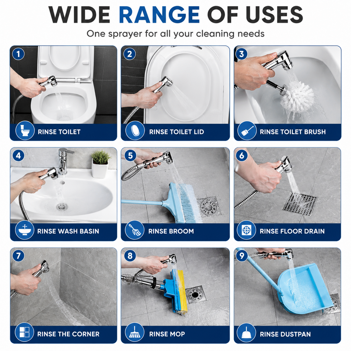 Muslim Shower Bidet Spray Shattaf Toilet Hose Hygienic Set Chrome UK
