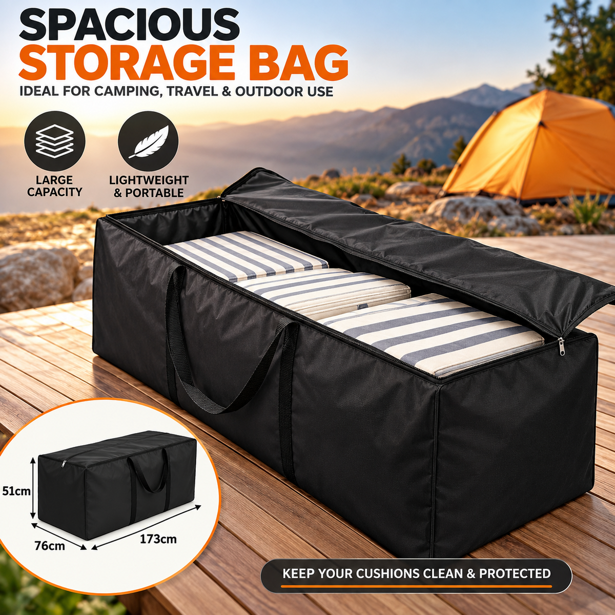 Outdoor Garden Cushion Storage Bag Dustproof Furniture Seat Pad Protective Cover