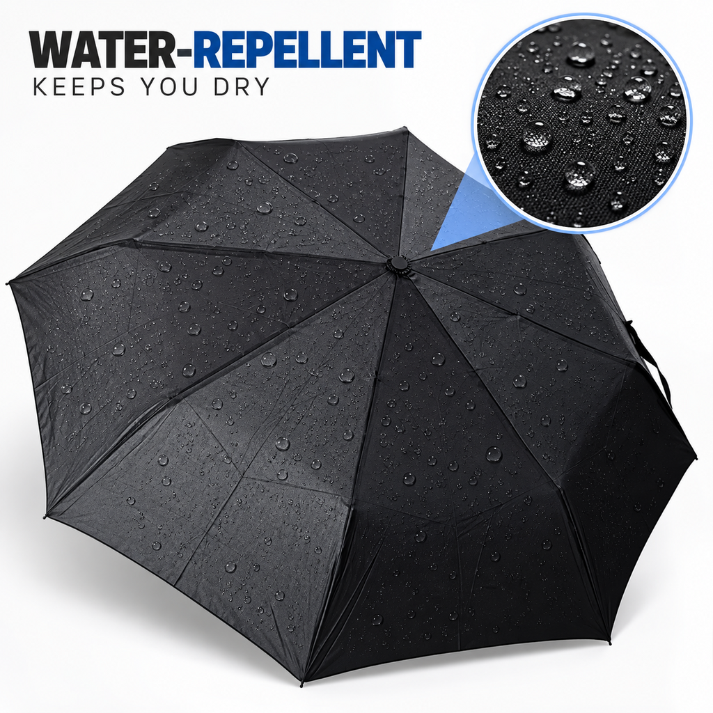 Compact Folding Umbrella Wind Resistant Lightweight Travel Rain Umbrella Black