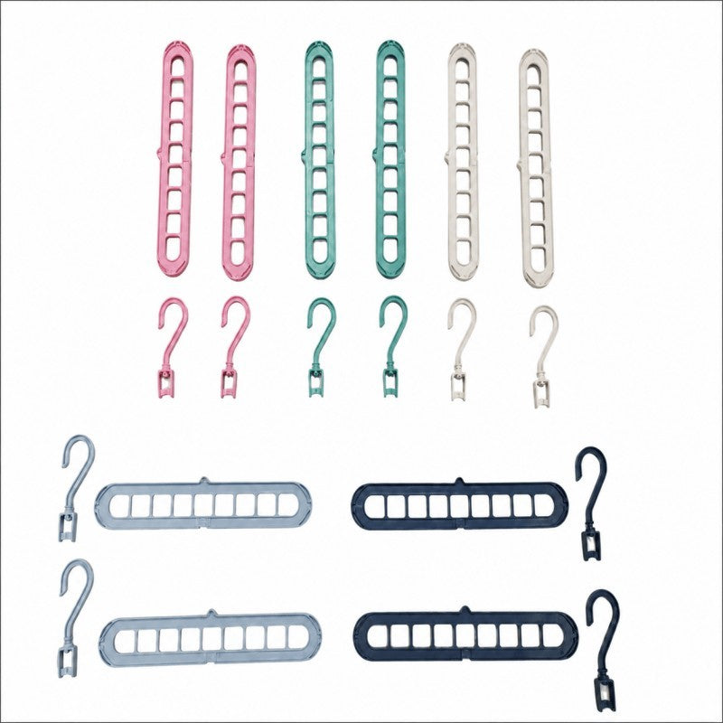10PCS 9-Hole Space Saving Clothes Hanger Organisers – 360° Rotating Hooks