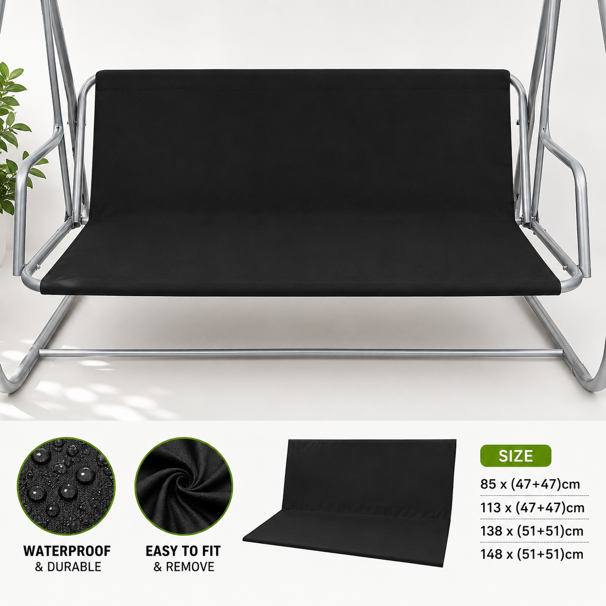 Replacement Part For Swing Seat Cover Garden Swinging Bench Waterproof Cover