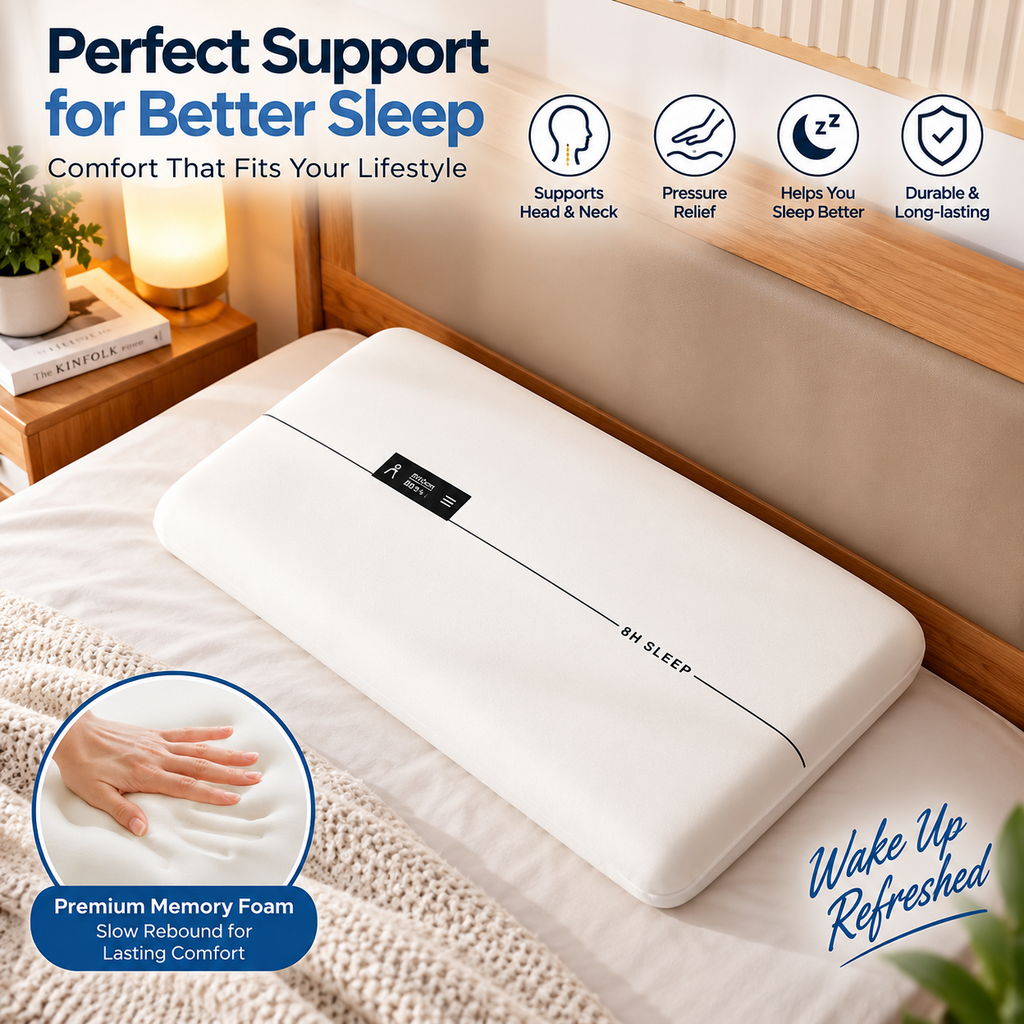 Memory Foam Pillow Neck Support Bed Sleeping Pillow Slow Rebound 70x40.5cm