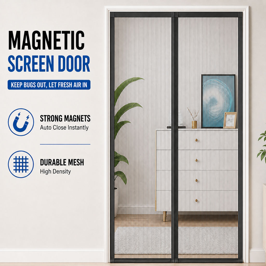 Heavy Duty Magnetic Screen Door Fly Mosquito Insect Mesh Net Curtain UK