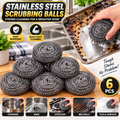 6PCS Stainless Steel Scourers Heavy Duty Scrubbing Balls Kitchen Pots Pan BBQ
