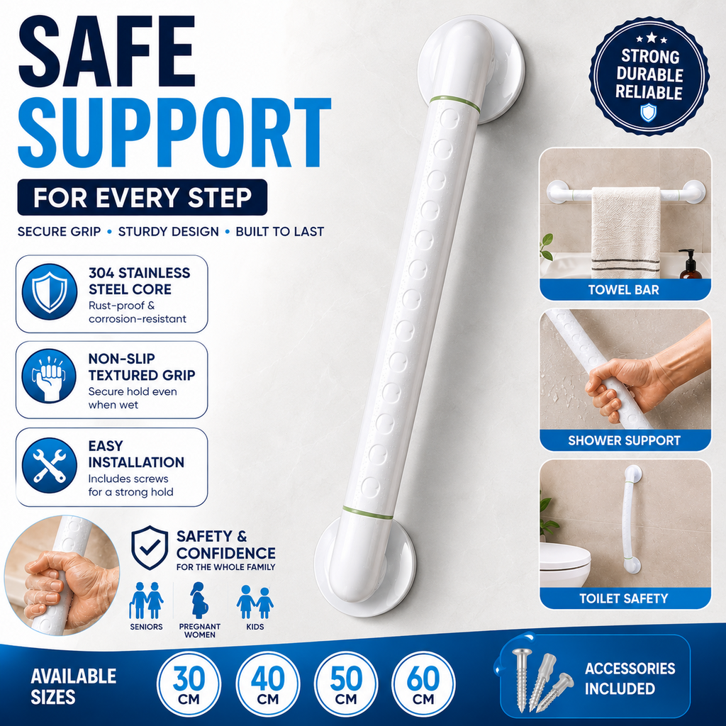 Bathroom Grab Rail Non Slip Shower Safety Handle Stainless Steel Elderly Disable