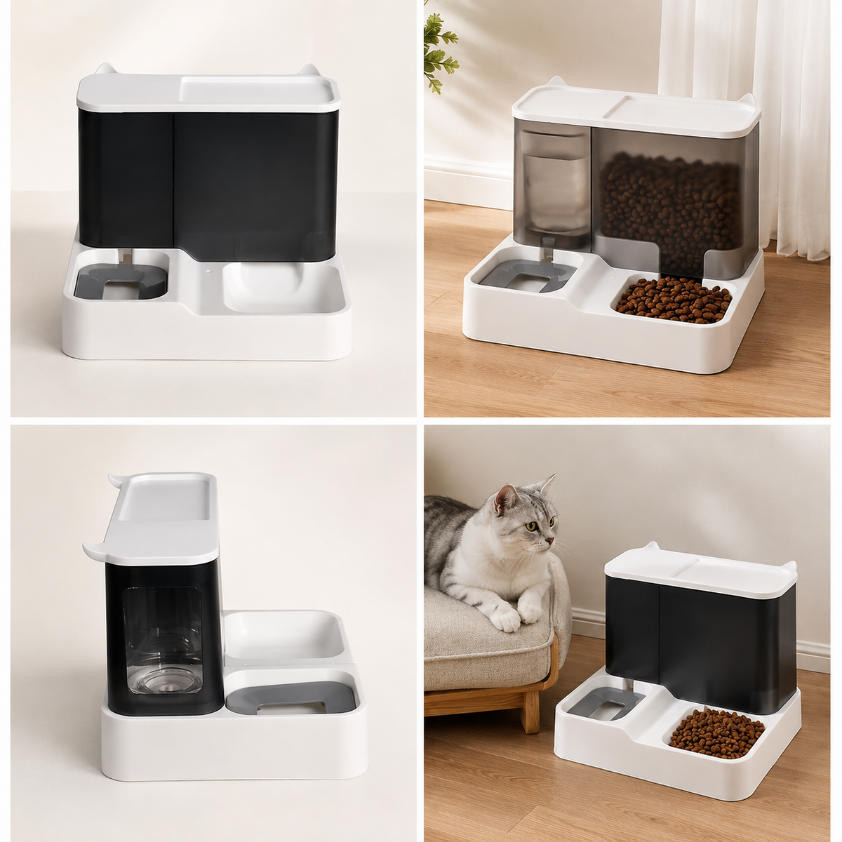 2 in 1 Automatic Pet Feeder & Water Dispenser Gravity Food Bowl for Cats Dogs