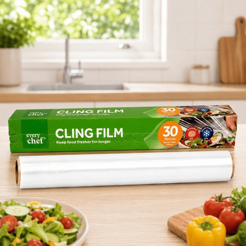 3PCS Cling Film 30m x 30cm Food Wrap Roll Kitchen Microwave Freezer Safe Clear
