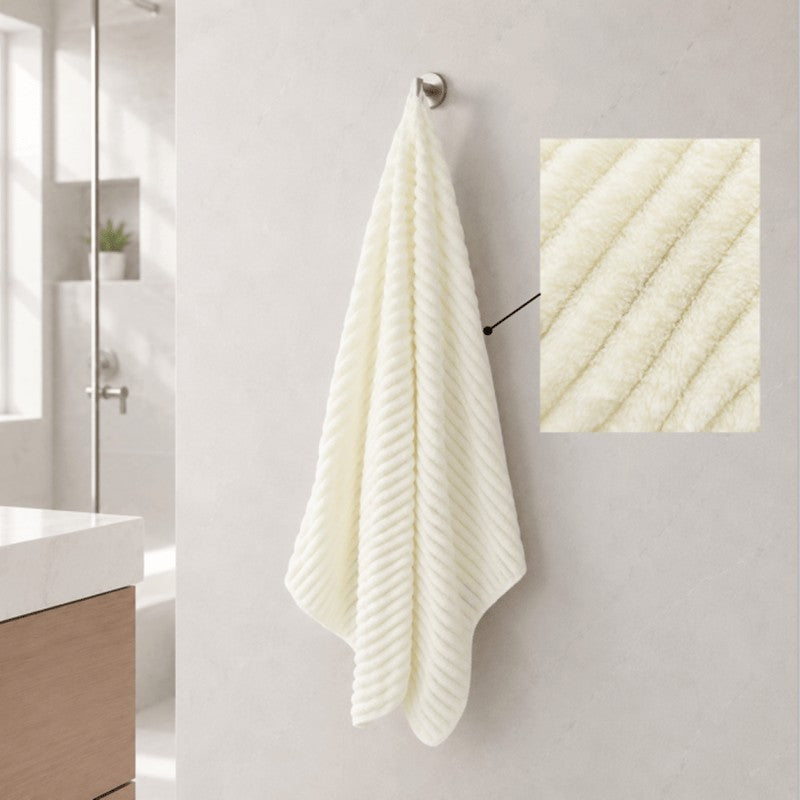 4PCS Bath Towels Soft Coral Fleece Absorbent Quick Dry White Towels