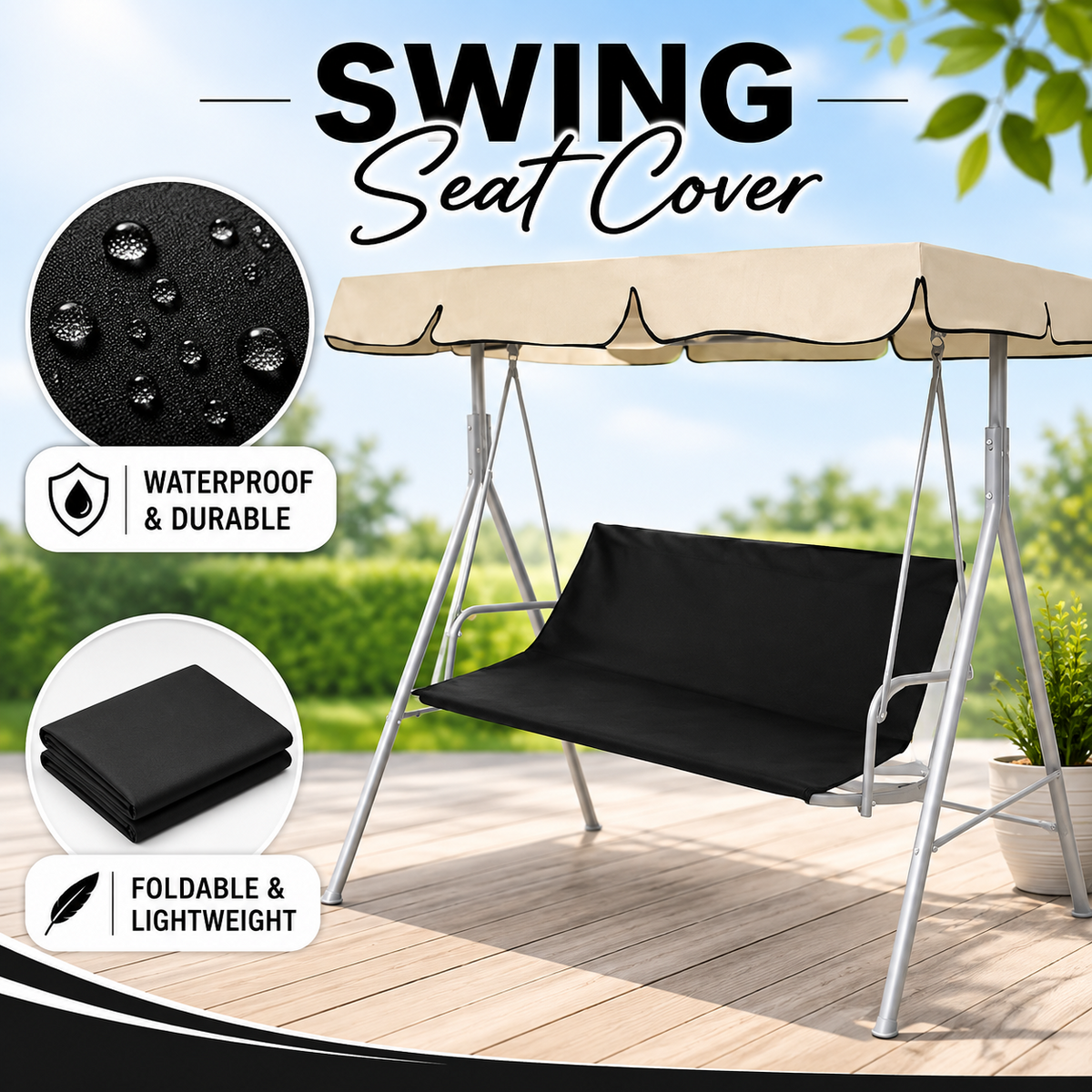 Replacement Part For Swing Seat Cover Garden Swinging Bench Waterproof Cover