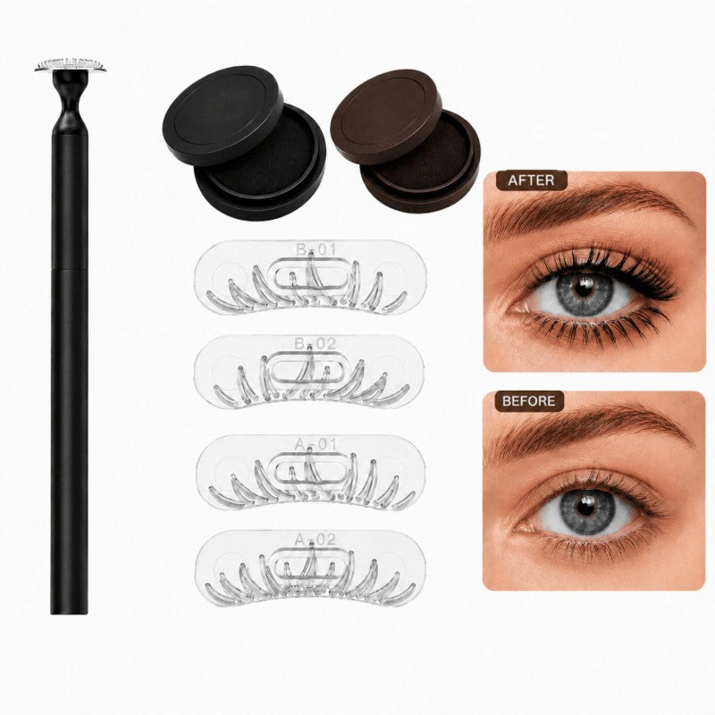 2 in 1 Lower Eyelash Stamp Kit Waterproof Bottom Lash Stamp Black Brown Makeup