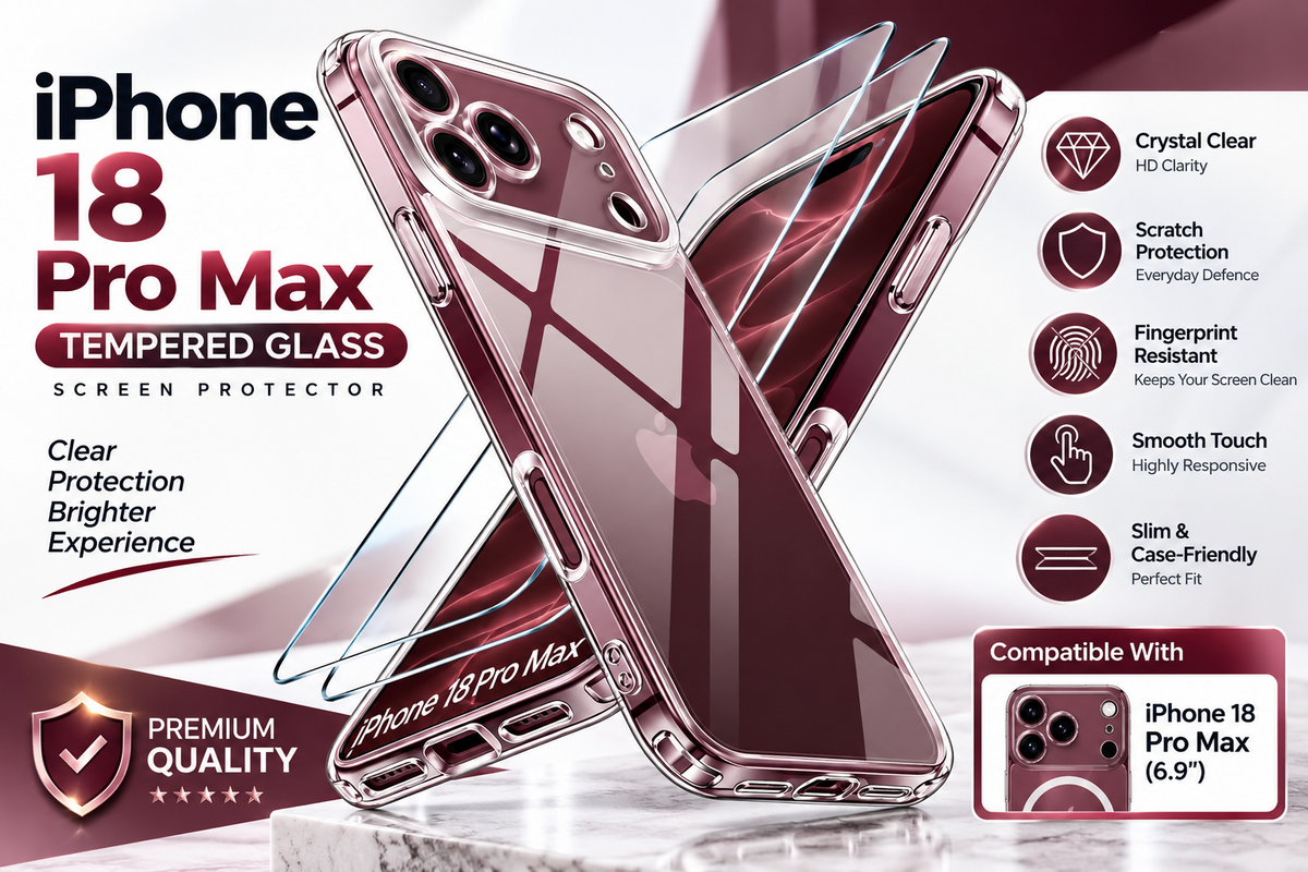 Tempered Glass Screen Protector for iPhone 18 Pro / 18 Pro Max Clear HD