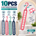 10PCS 9-Hole Space Saving Clothes Hanger Organisers – 360° Rotating Hooks