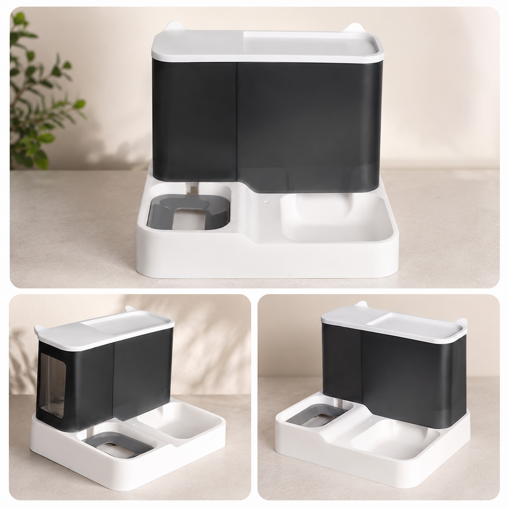 2 in 1 Automatic Pet Feeder & Water Dispenser Gravity Food Bowl for Cats Dogs