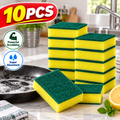 10PCS Kitchen Cleaning Sponges Heavy Duty Scouring Pads Dish Washing Scrubbers