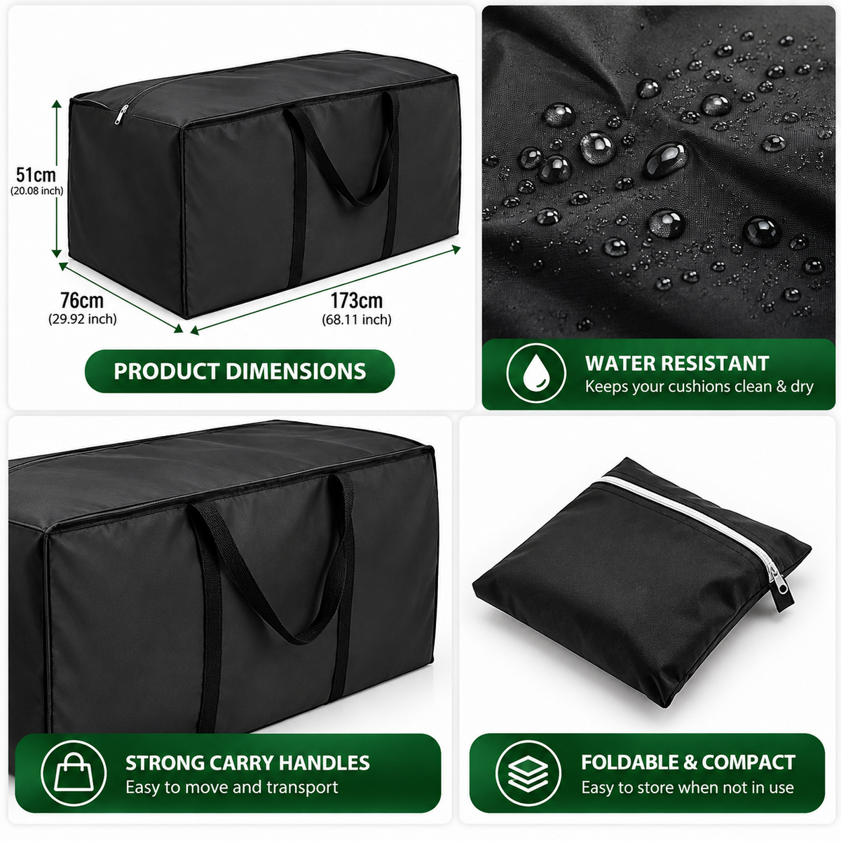 Outdoor Garden Cushion Storage Bag Dustproof Furniture Seat Pad Protective Cover