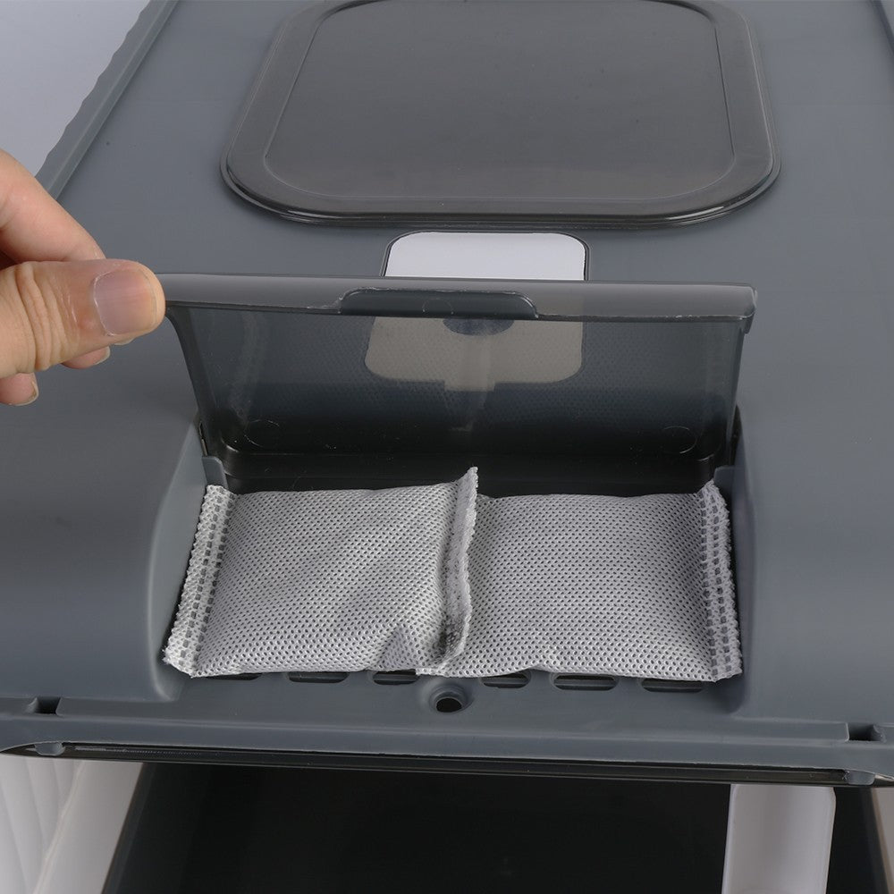 Large Enclosed Cat Litter Box Pull Out Drawer Anti-Splash Toilet Tray Grey UK