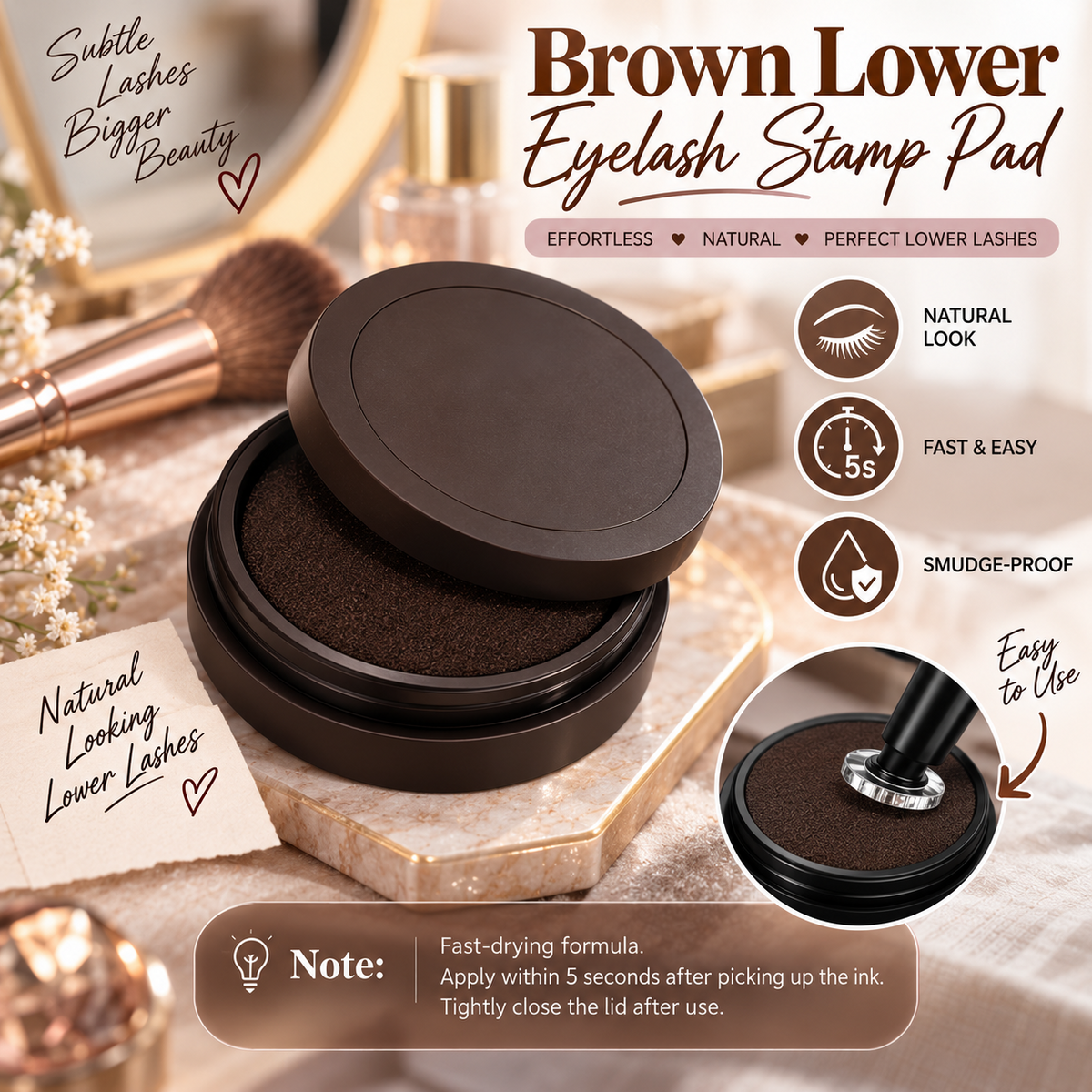2 in 1 Lower Eyelash Stamp Kit Waterproof Bottom Lash Stamp Black Brown Makeup