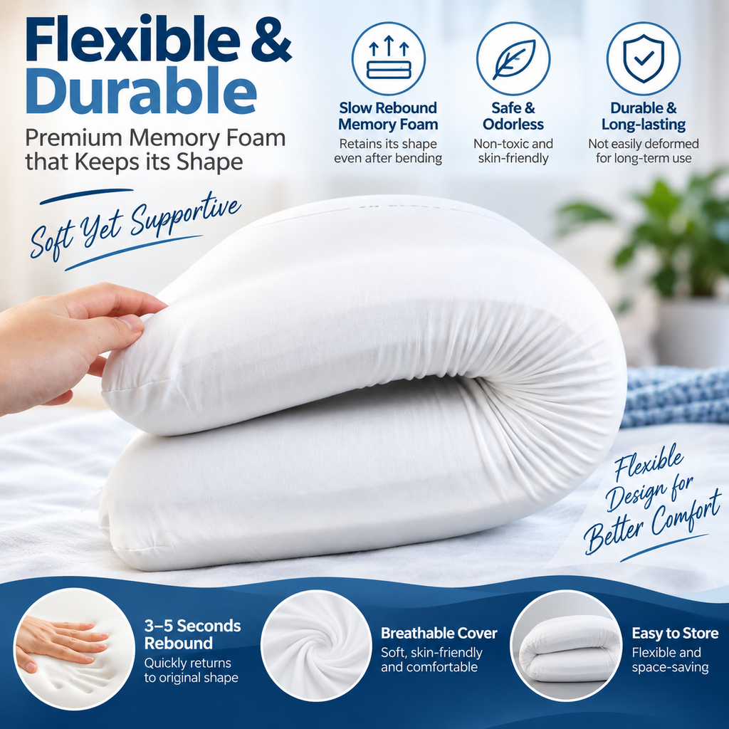 Memory Foam Pillow Neck Support Bed Sleeping Pillow Slow Rebound 70x40.5cm
