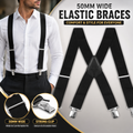 50mm Wide Black Trouser Braces Mens Womens Adjustable Elastic X Back Suspenders