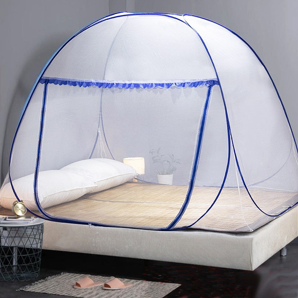 Pop Up Mosquito Net Bed Tent Foldable Single Door 100x190cm Blue